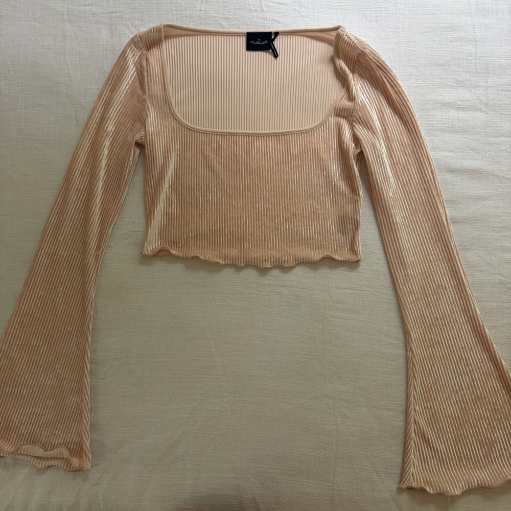 Ribbed Baby Pink Long Sleeve Crop Top